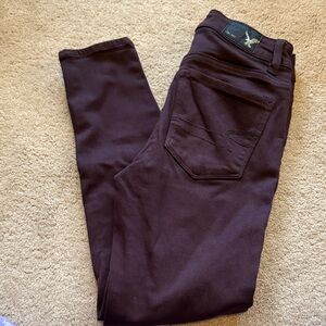 American Eagle Outfitters Deep Purple/Maroon Stretch Pants Size 0 Long